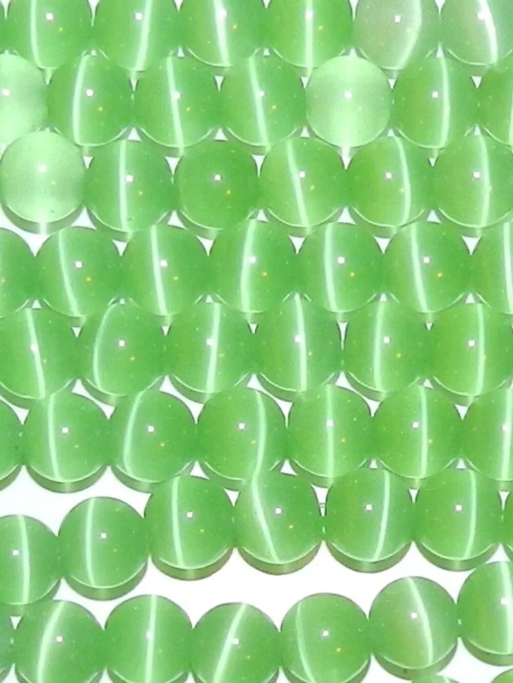 Light Green 8mm Round Cat's Eye Fiber Optic Glass Beads 14